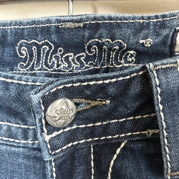 Miss Me Jeans Mid Rise Boot Embellished Pockets Southwest Distressed 27/34 - Picture 10 of 13